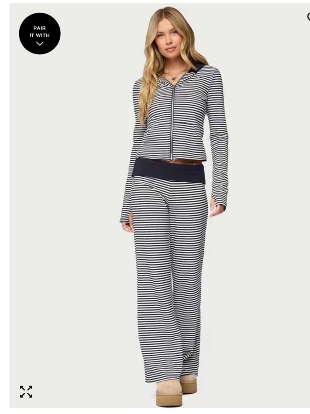 Edikted Meggy Stripe Pant & Hoodie Set